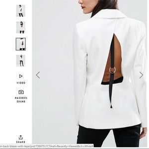 ASOS Open Back White Blazer With Tape Size 4